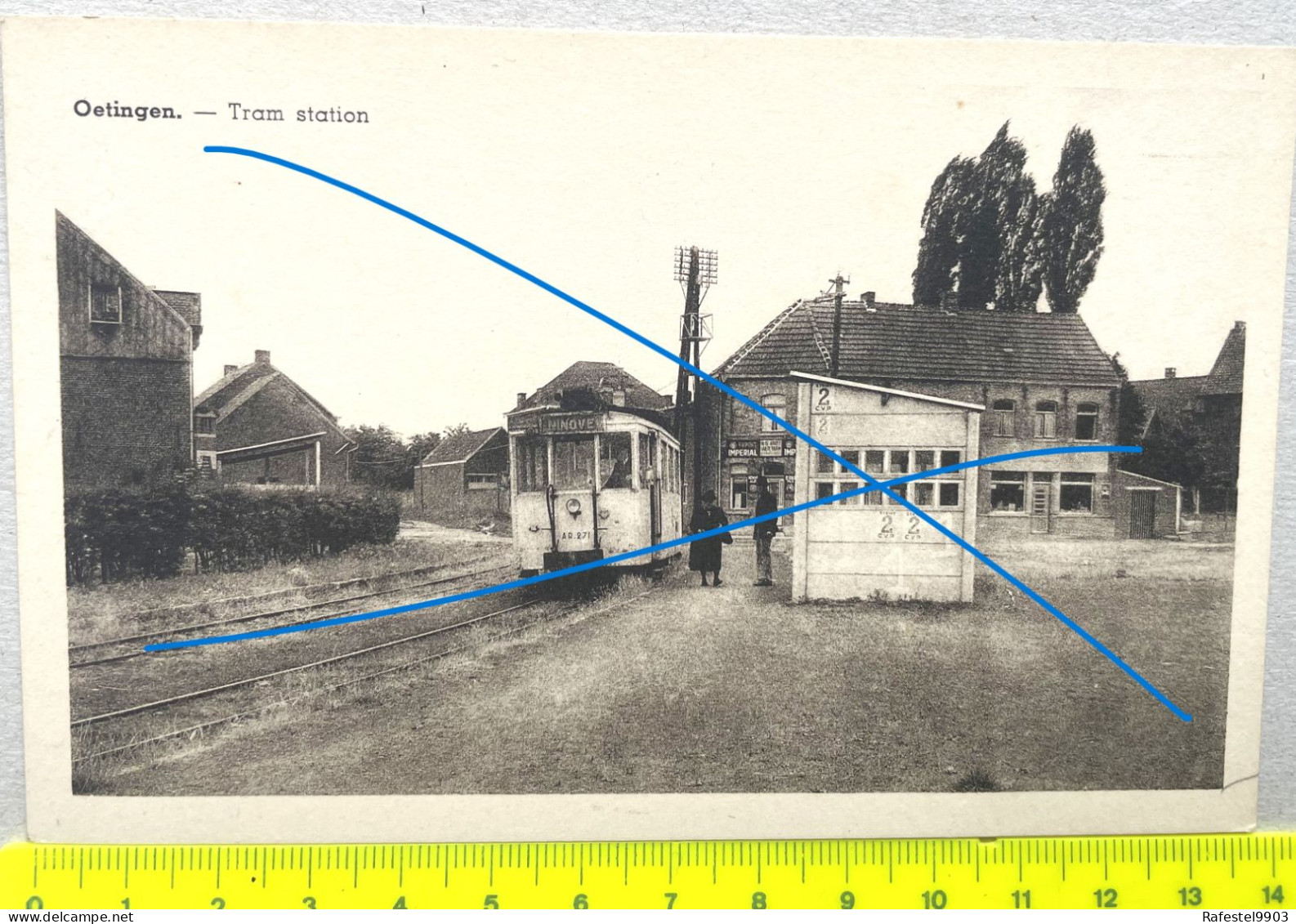 CPA OETINGEN naast Gooik Liefringe Leerbeek Kestr Gracht TRAM Vicinal Tramway Ninove Café Estaminet