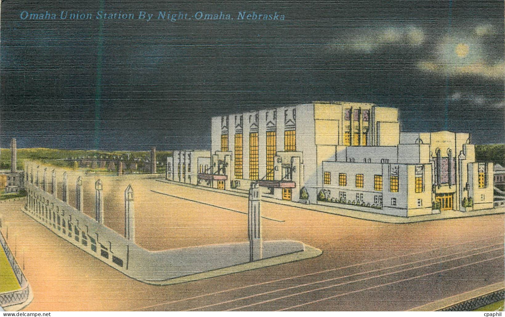 CPA Omaha Union Station By Night Omaha Nebraska