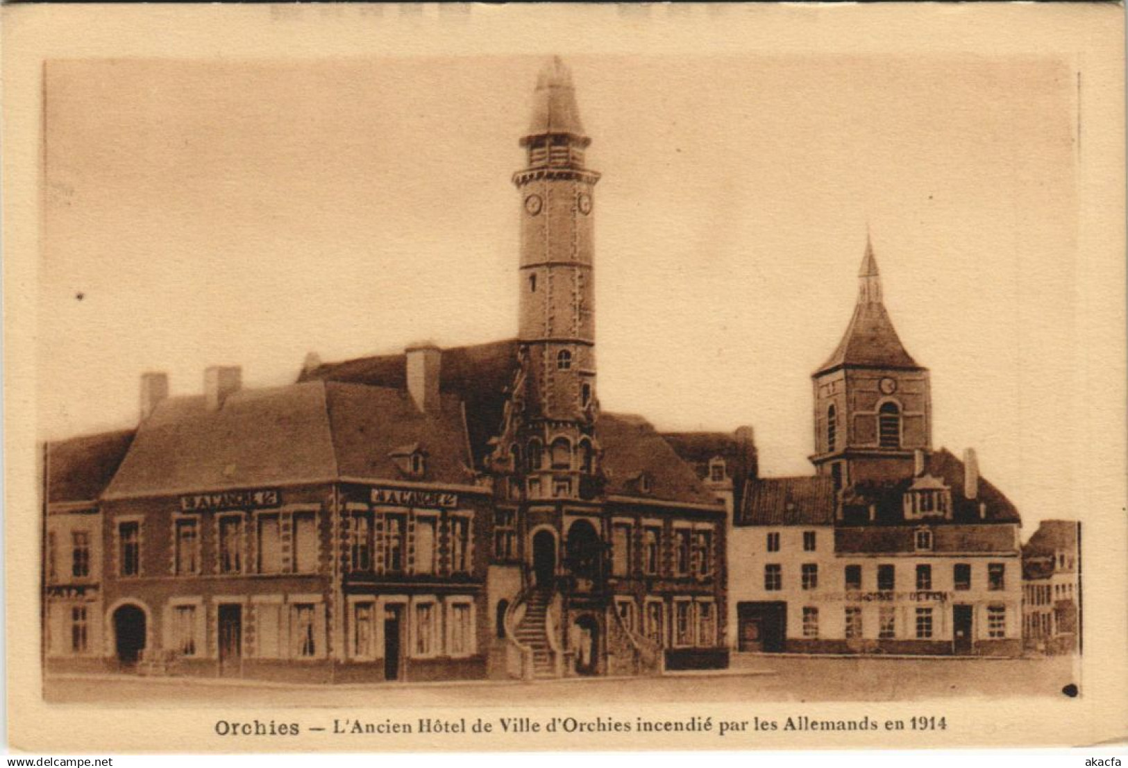 CPA ORCHIES L'Ancien Hotel de Ville d'ORCHIES incendie par les Allema (135996)