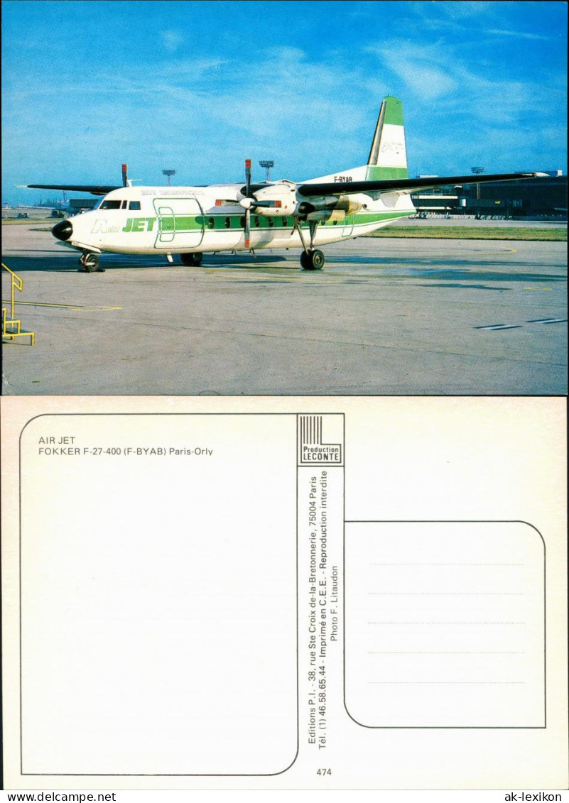 CPA Orly Flugzeug "Air Jet" - Fokker F-27-400 auf dem Flughafen 1985