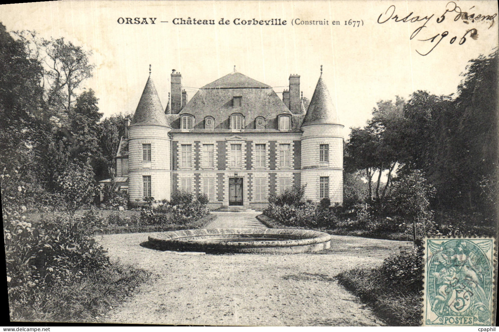 CPA Orsay Chateau de Corbeville(construit en 1677) 5 decembre 1906