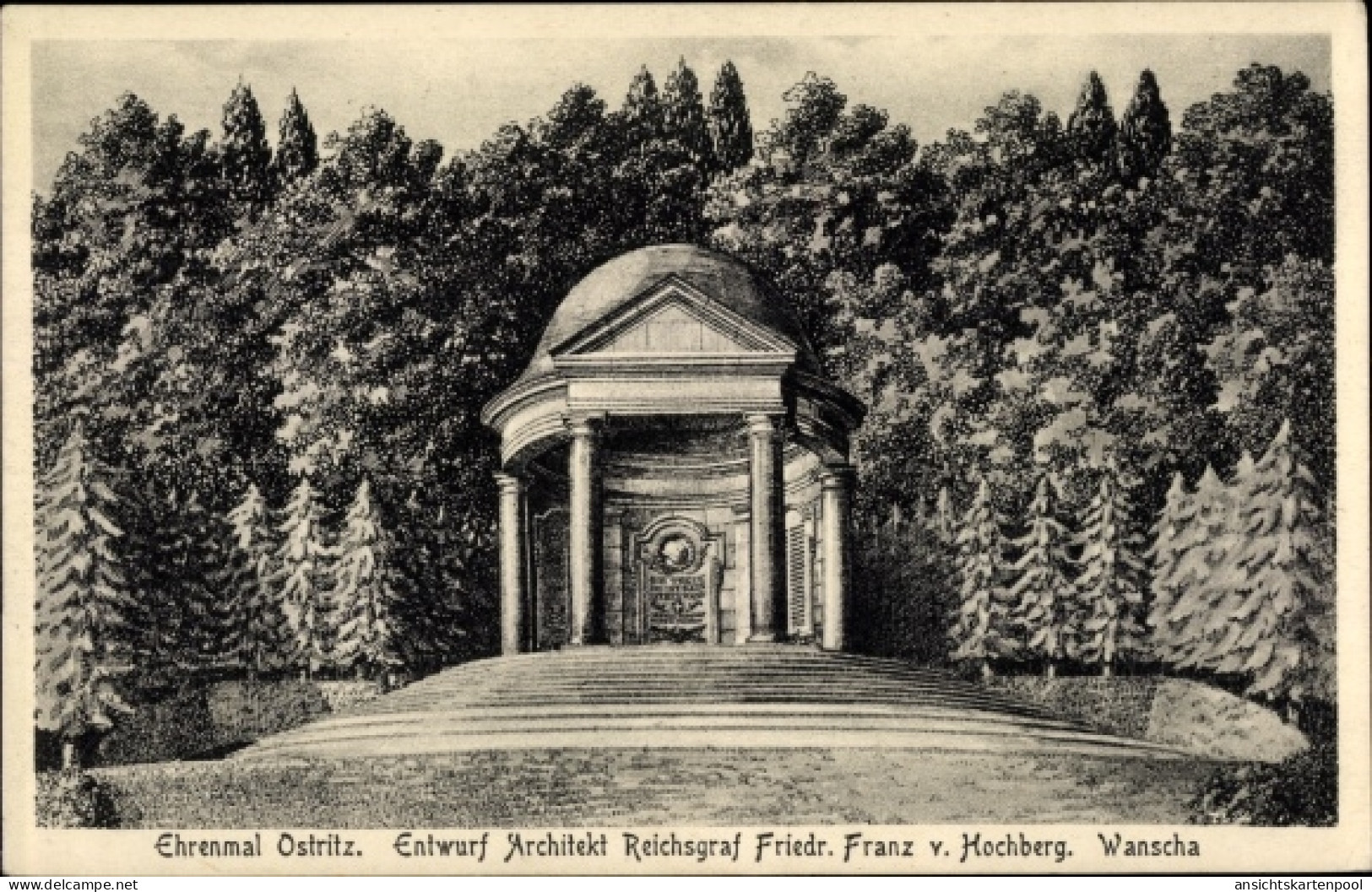 CPA Ostritz in der Oberlausitz, Ehrenmal, Entwurf Architekt Reichsgraf Friedr. Franz v. Hochberg