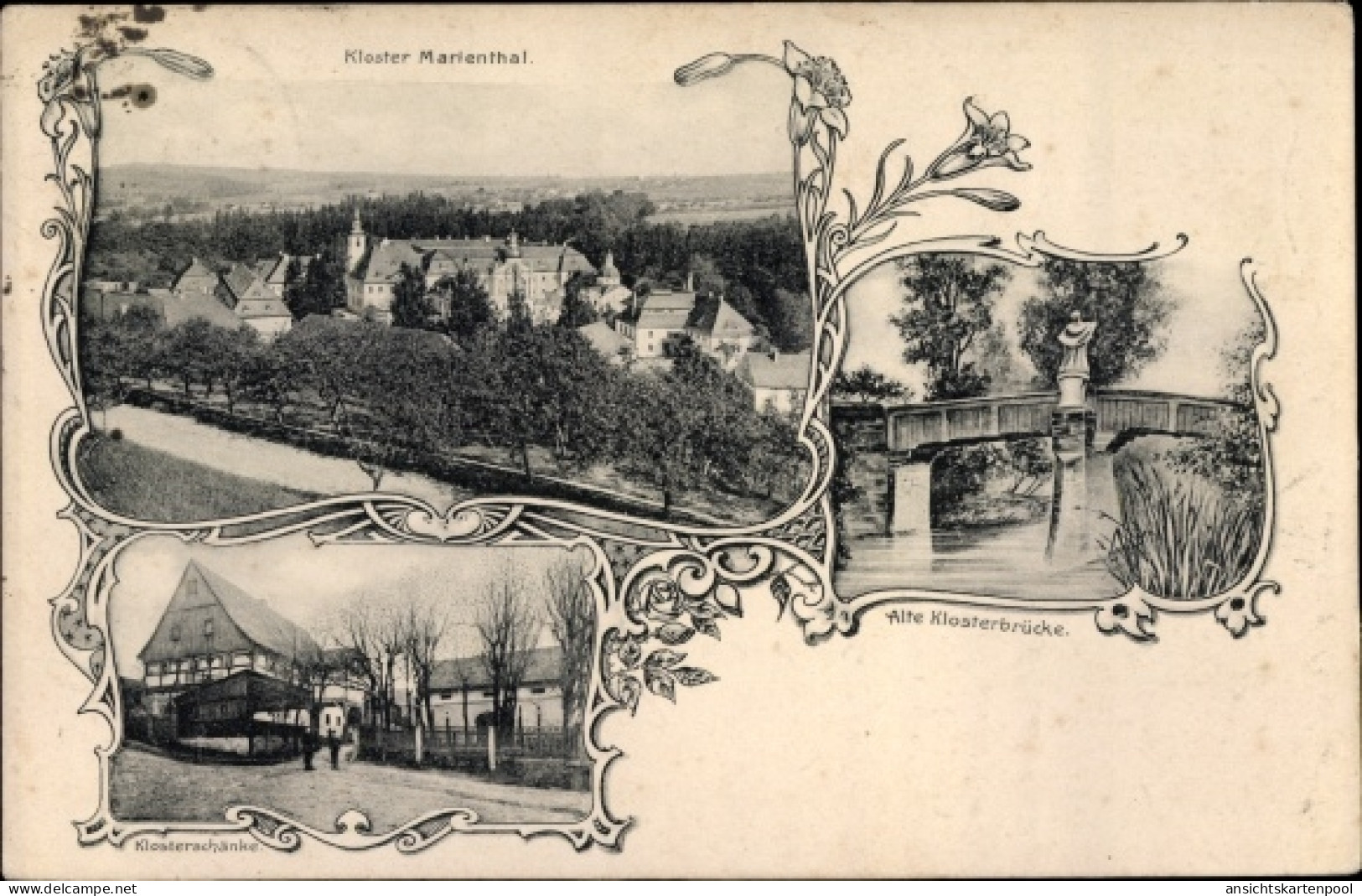 CPA Ostritz in der Oberlausitz, Kloster Sankt Marienthal, Klosterschänke, Klosterbrücke