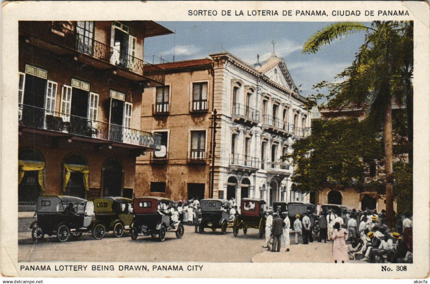 CPA PANAMA PANAMA LOTTERY BEING DRAWN PANAMA CITY Vintage Postcard (b26322)