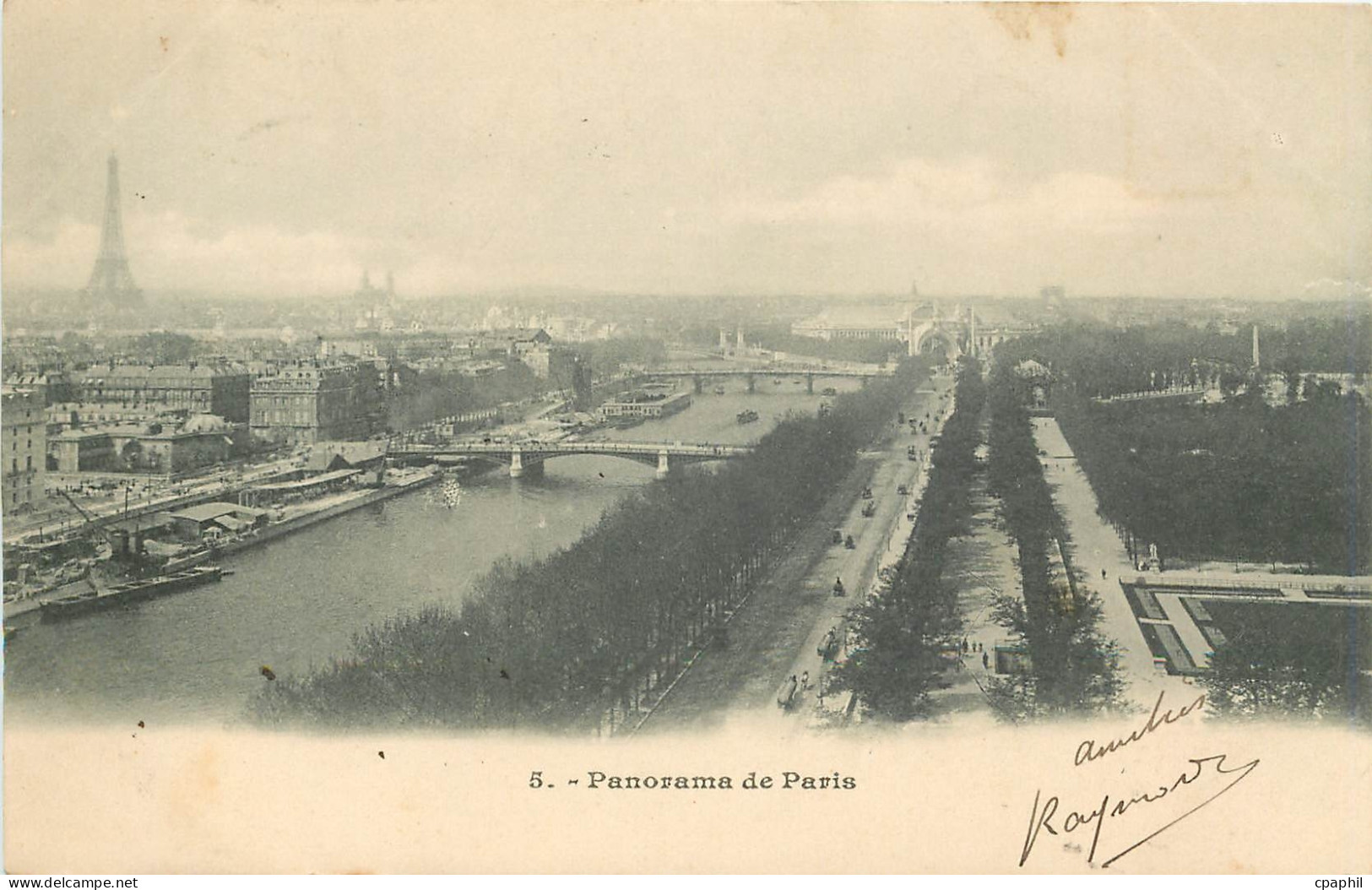 CPA Panorama de PARIS Tour Eiffel