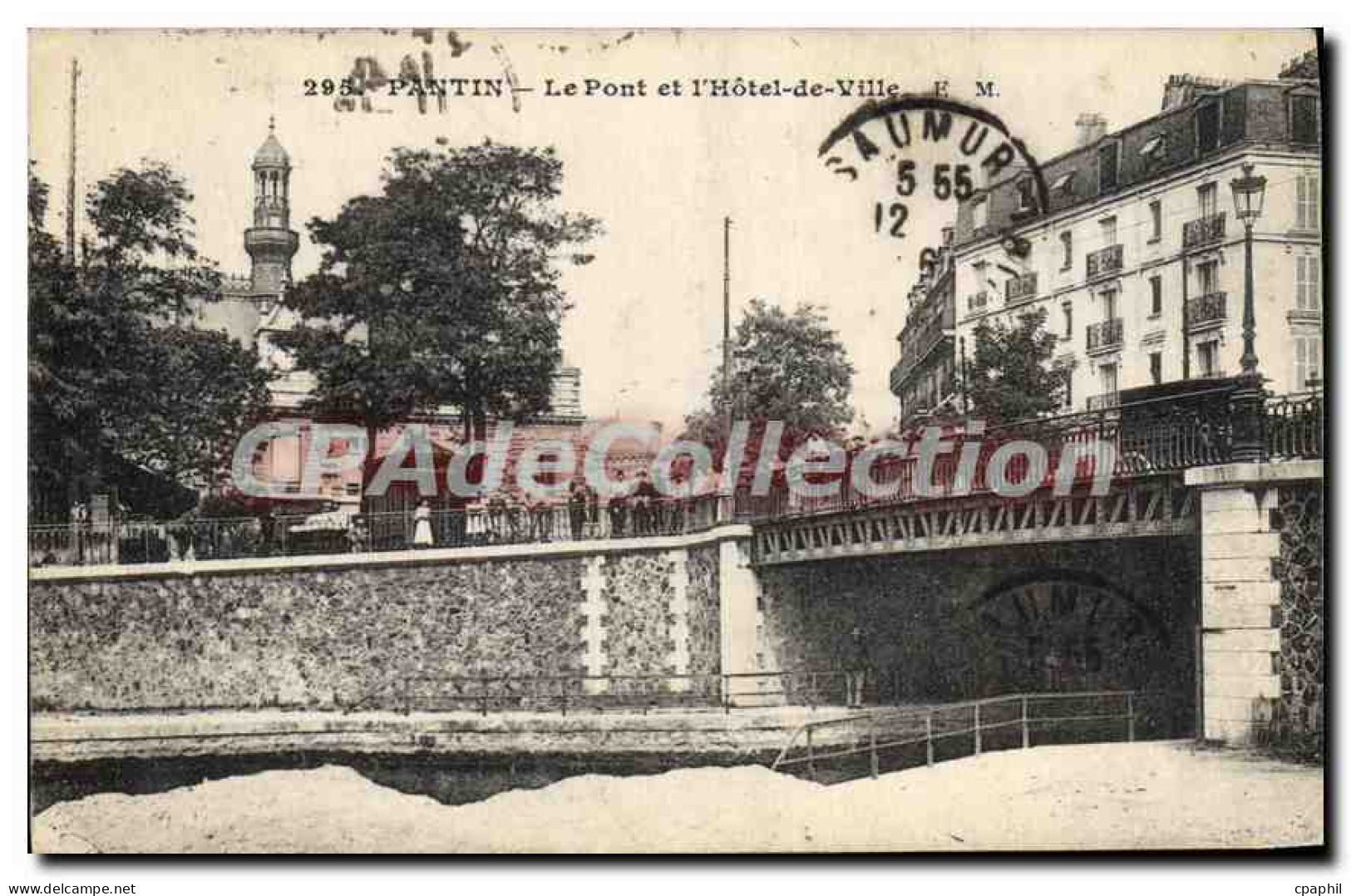 CPA Pantin Le Pont Et I'Hotel De Ville