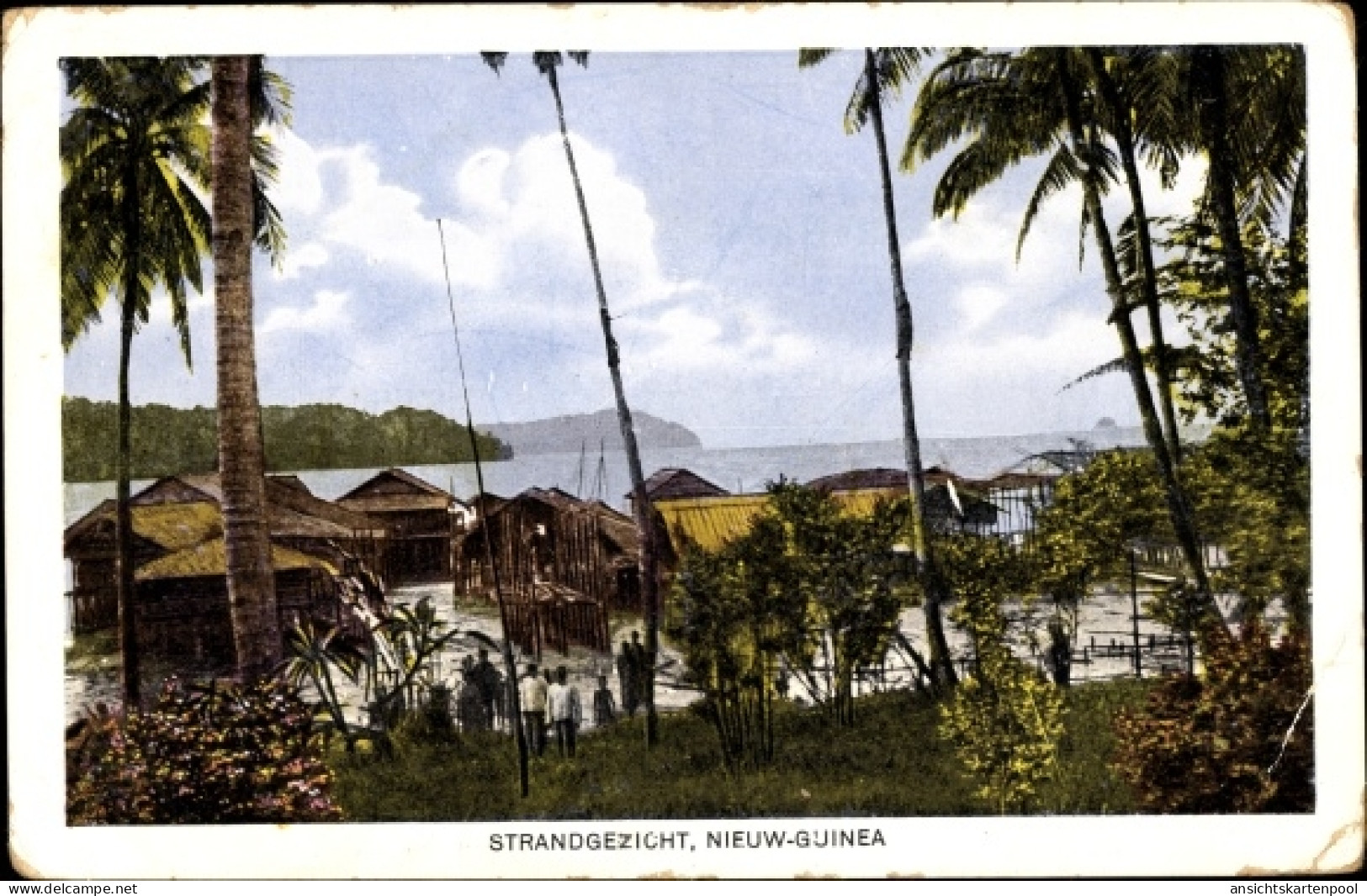 CPA Papua Neuguinea, Strand, Hütten