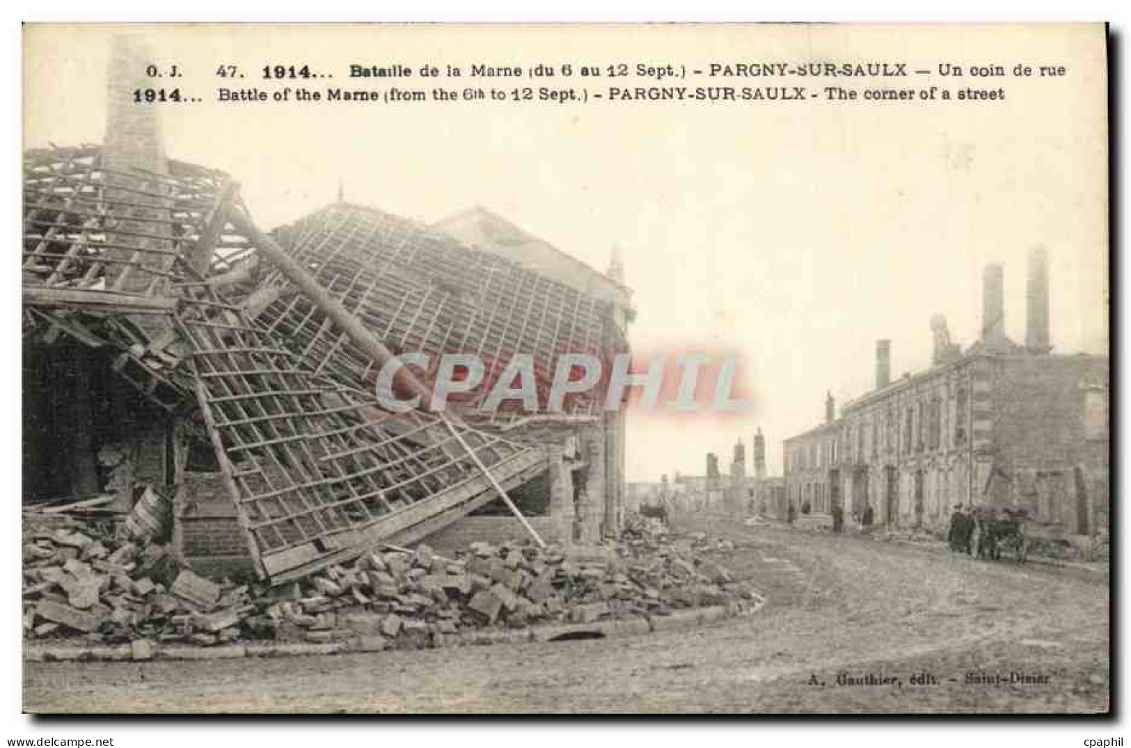 CPA Pargny Sur Saulx Un Coin de rue Militaria