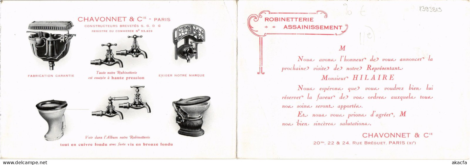 CPA PARIS 11e 20, Rue Bréguet CHAVONNET et Cie Advertisement (1393813)