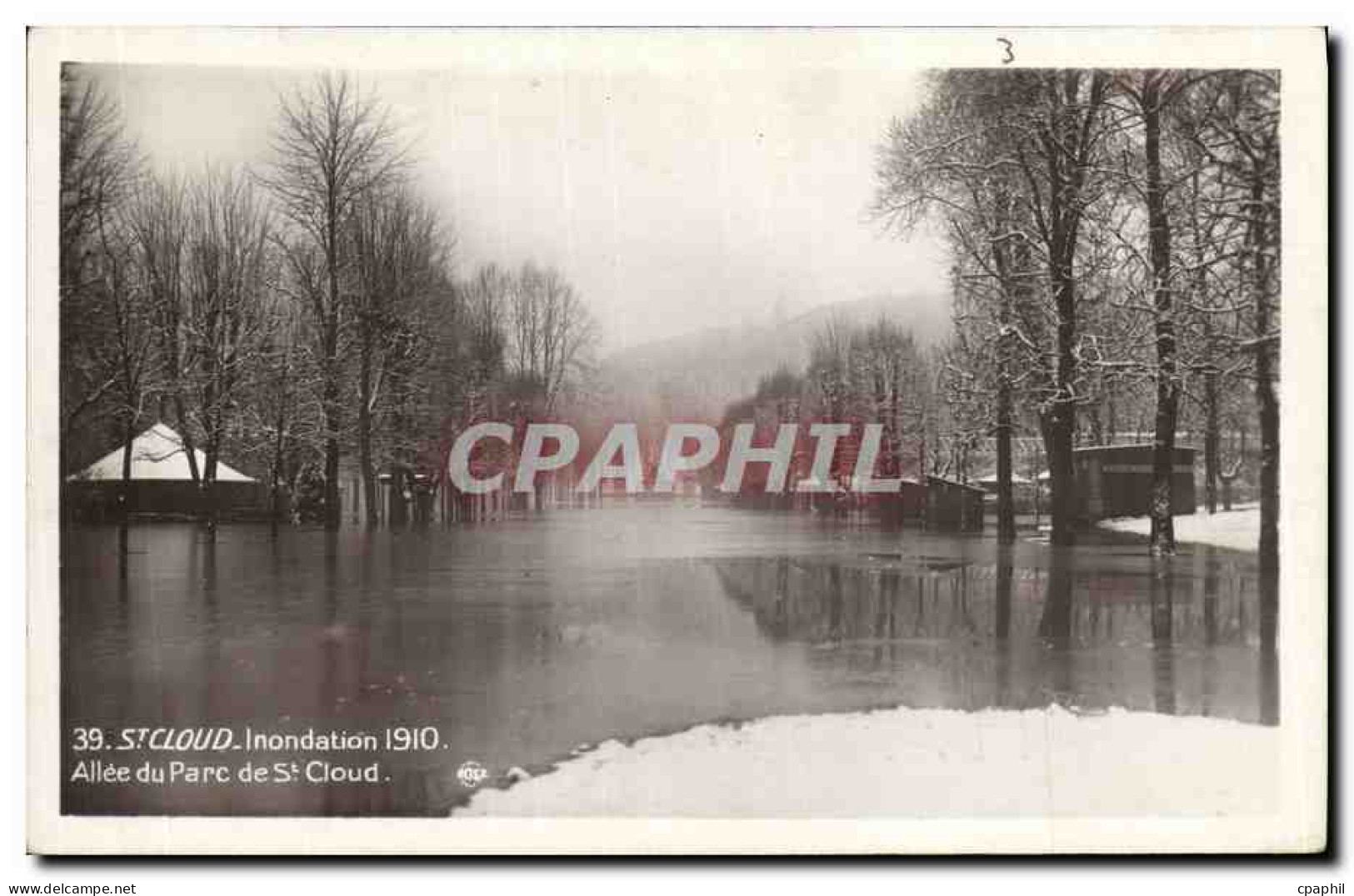 CPA Paris Allee du Parc de St Cloud Inondations 1910