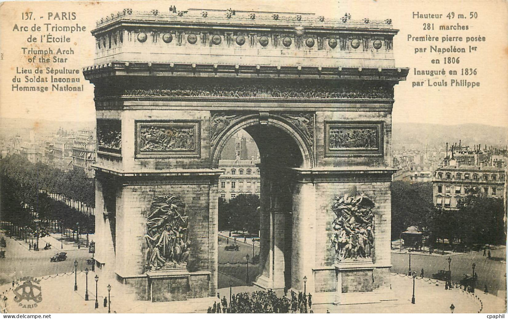 CPA Paris Arc de Triomphe de l'Etoile