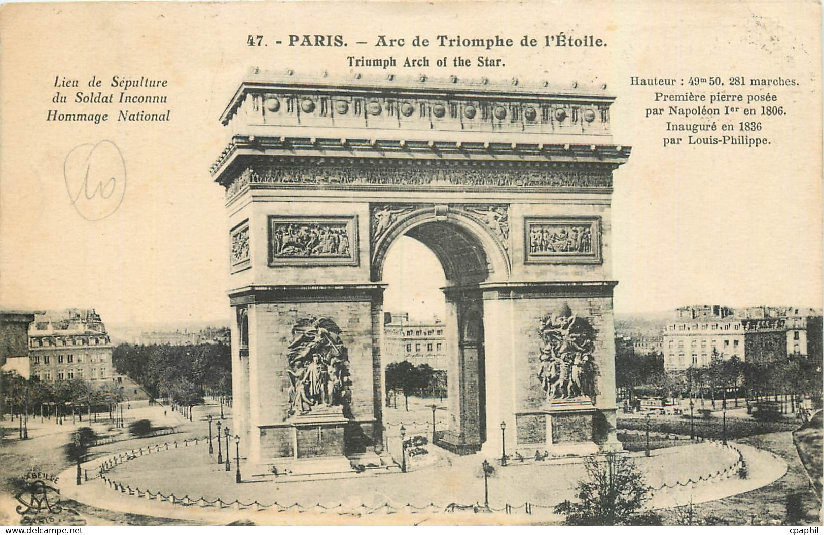 CPA Paris Arc de Triomphe de l'Etoile