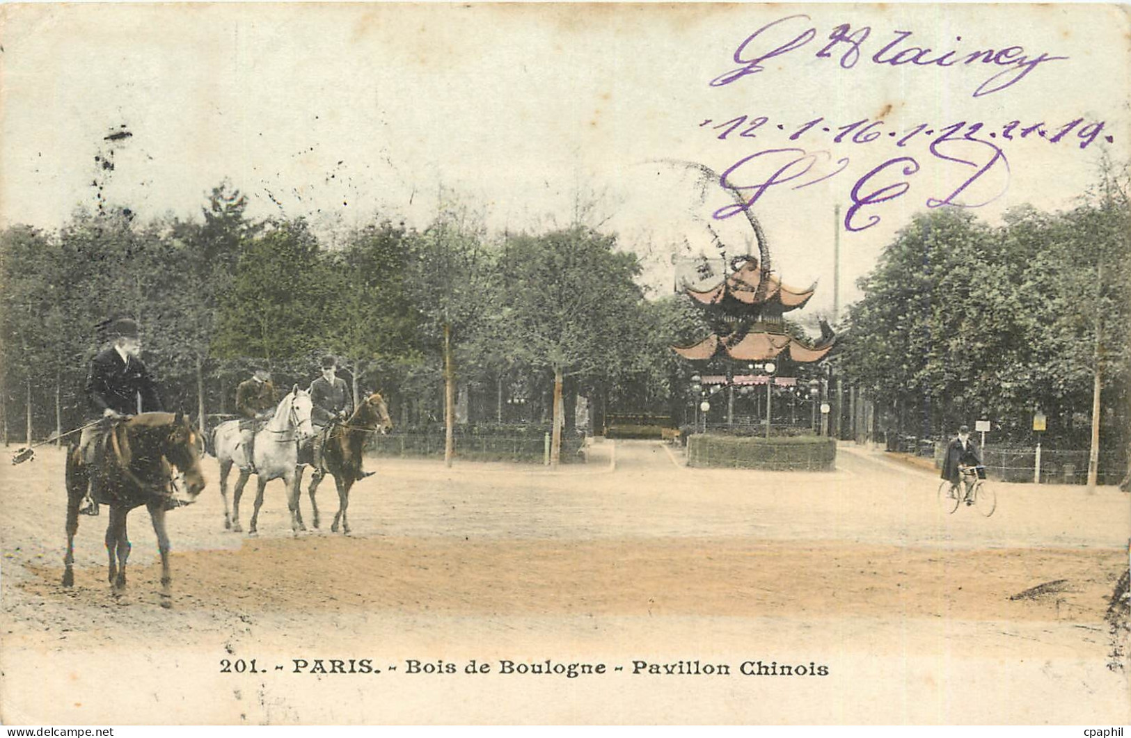 CPA Paris bois de Boulogne pavillon chinois Chine China Cheval