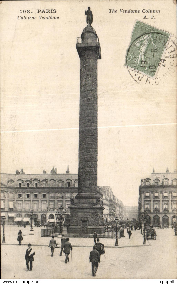 CPA Paris Colonne Vendome THe Vendome Column