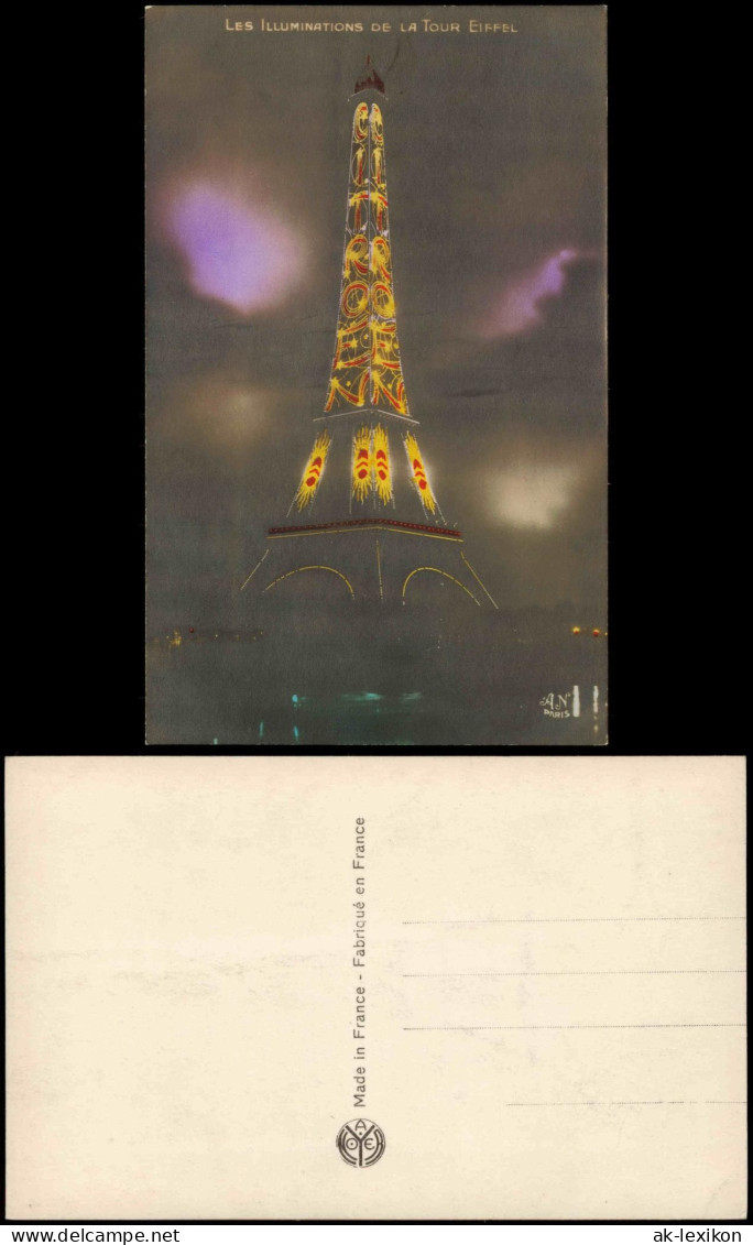 CPA Paris Eiffelturm Tour Eiffel Illuminiert Citroen Werbung 1913