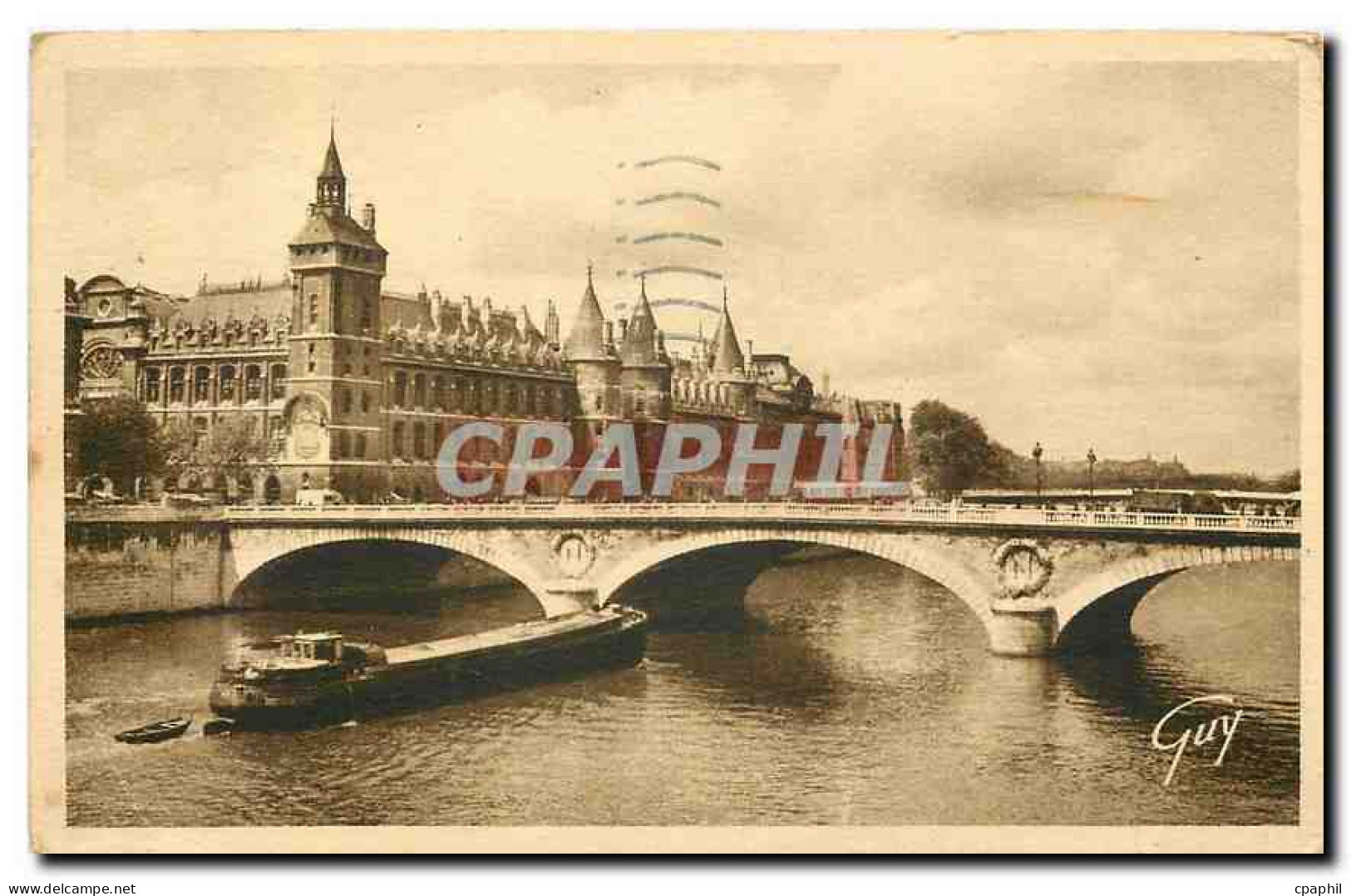 CPA Paris et ses merveilles la Seine le pont au change et le palais de justice