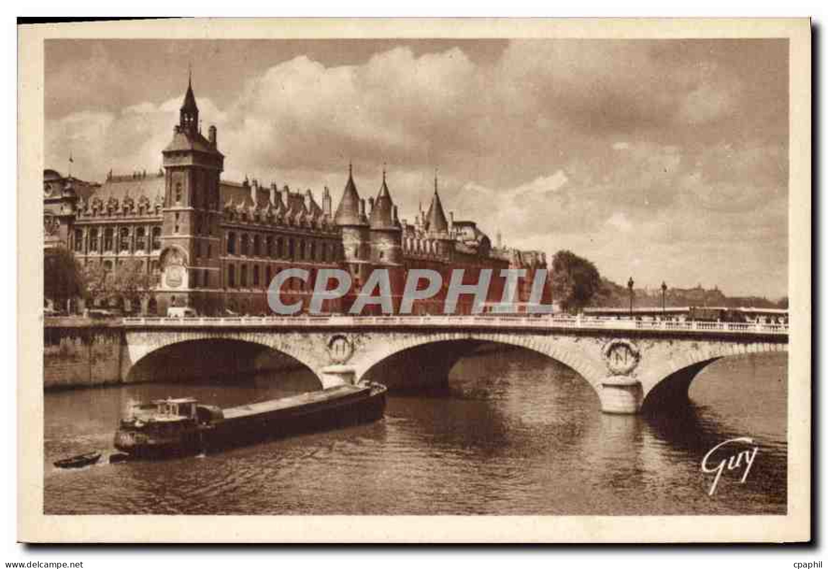 CPA Paris et ses Merveilles La Seine le Pont au Change et le Palais de Justice Conciergerie