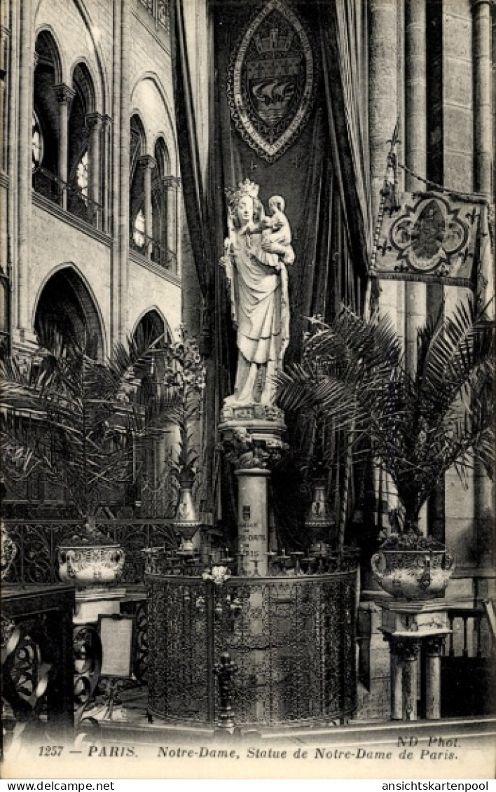 CPA Paris I Ile de la Cité, Statue von Notre-Dame