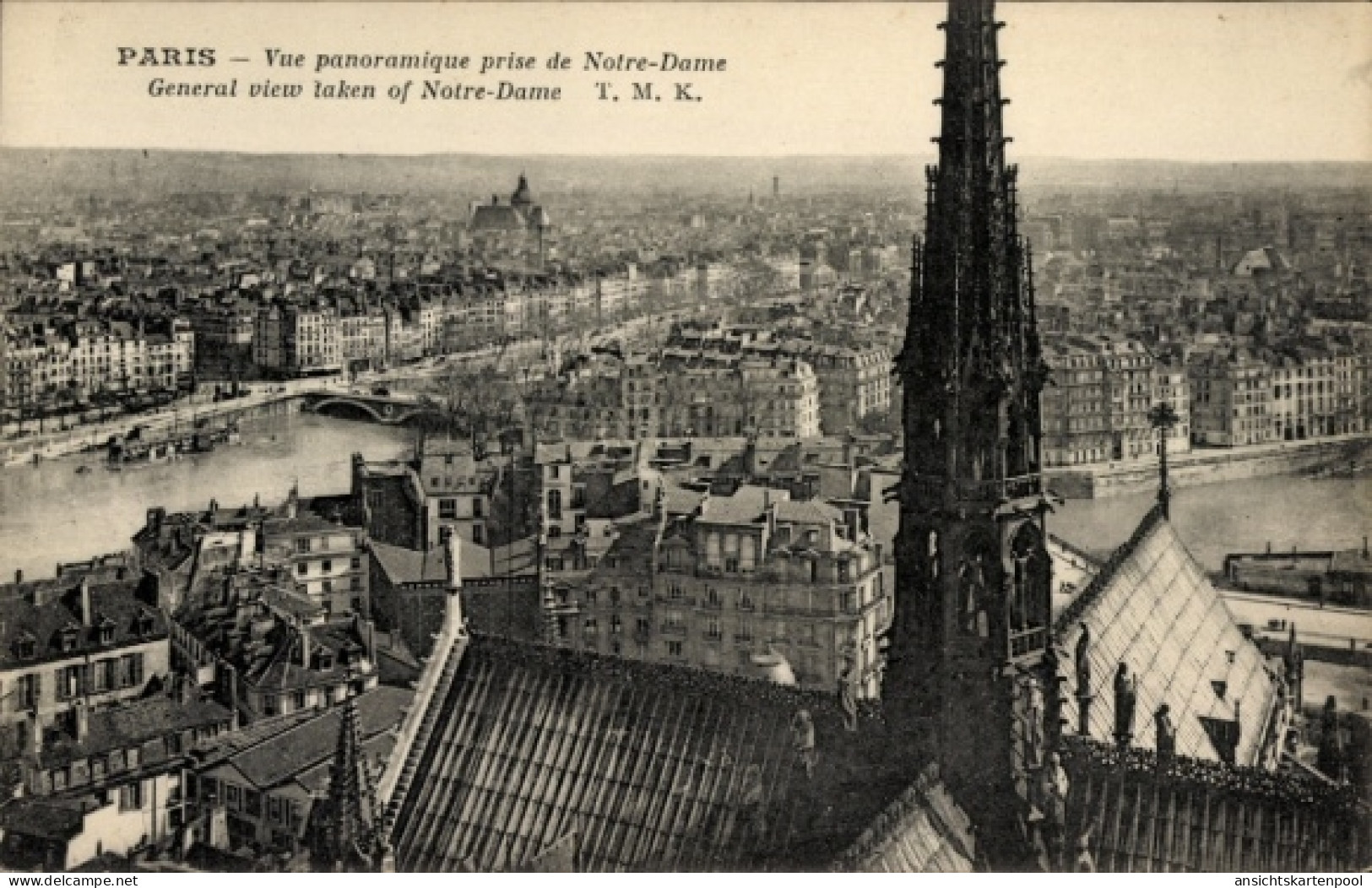 CPA Paris I Louvre, Panorama aufgenommen von Notre Dame