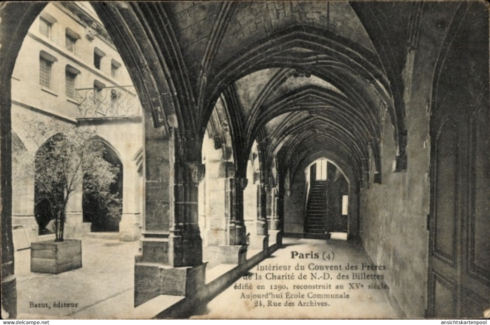 CPA Paris III, Innenraum des Klosters der Barmherzigen Brüder von Notre Dame des Billettes