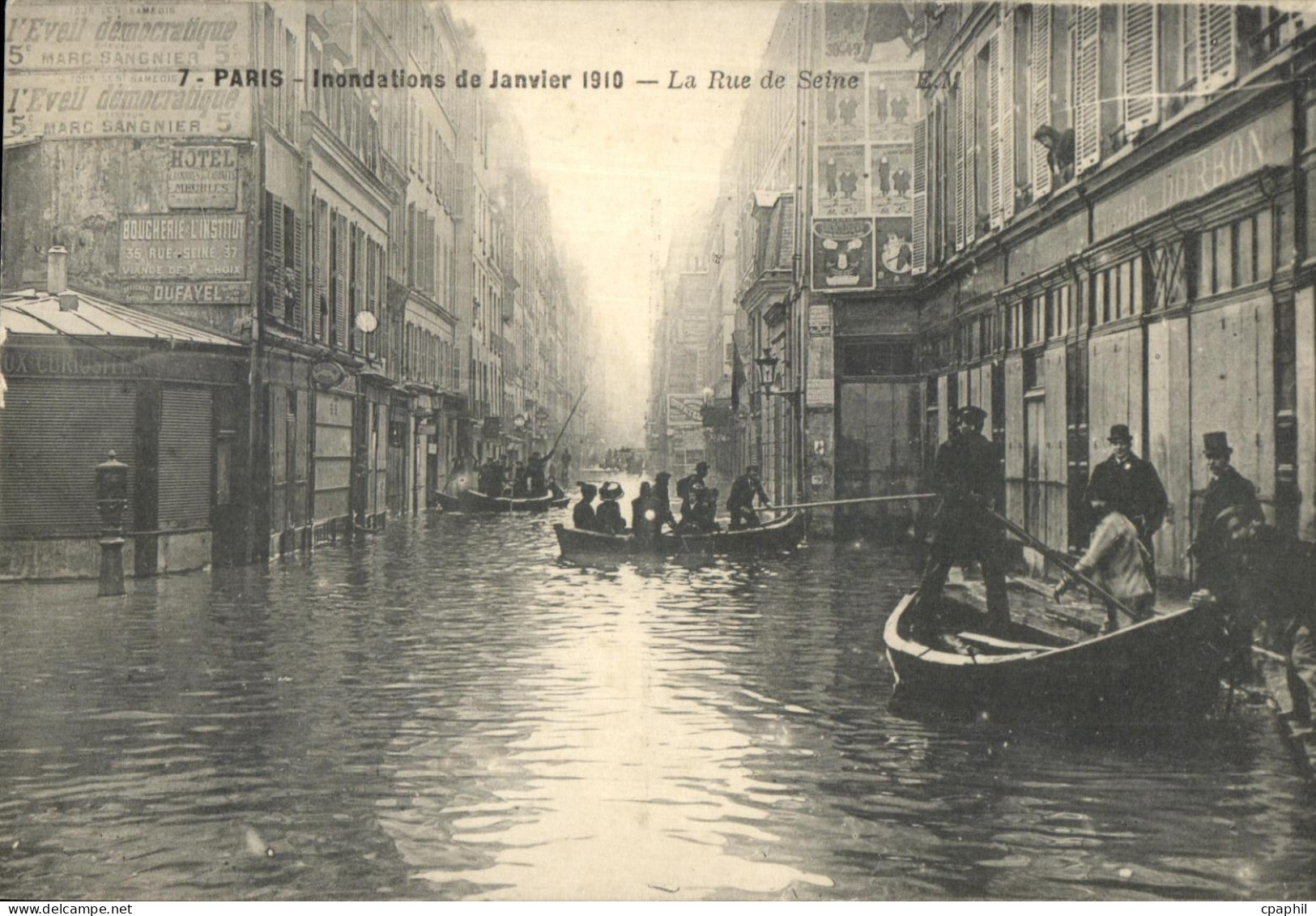 CPA Paris Inondations de Janvier 1910 La Rue de Seine