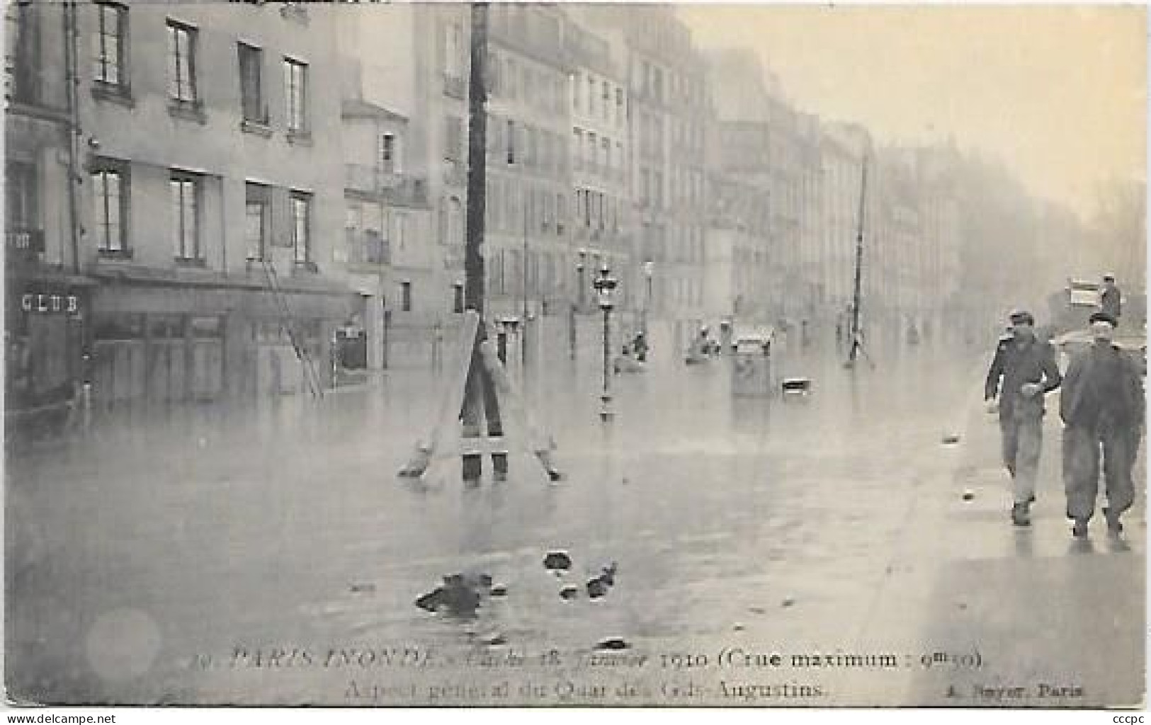 CPA Paris inondé du 18 Janvier 1910 Aspect général du Quai des Grands Augustins