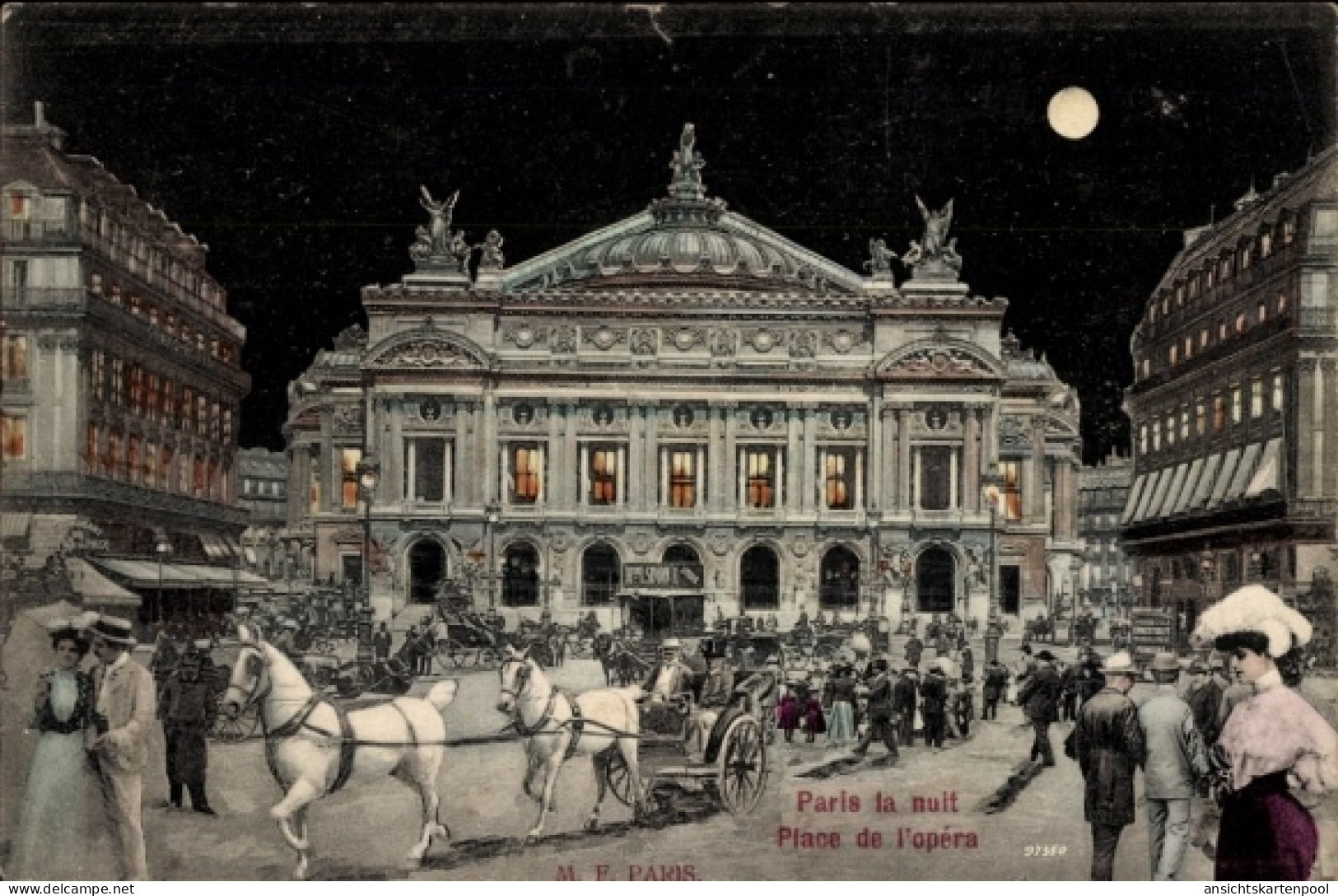 CPA Paris IX, Place de l’Opera bei Nacht
