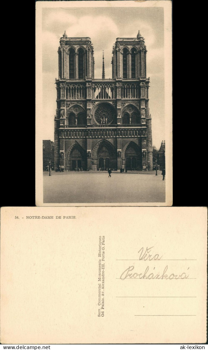 CPA Paris Kathedrale Notre-Dame Frontansicht 1925