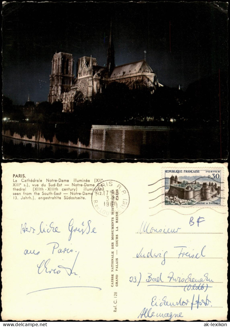 CPA Paris Kathedrale Notre-Dame la Nuit - bei Nacht 1964