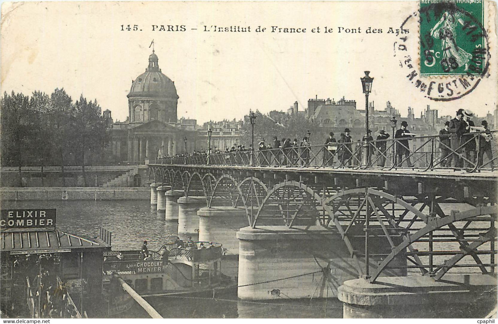 CPA Paris L'Institut de France et le Pont des Armes Elixir Combier