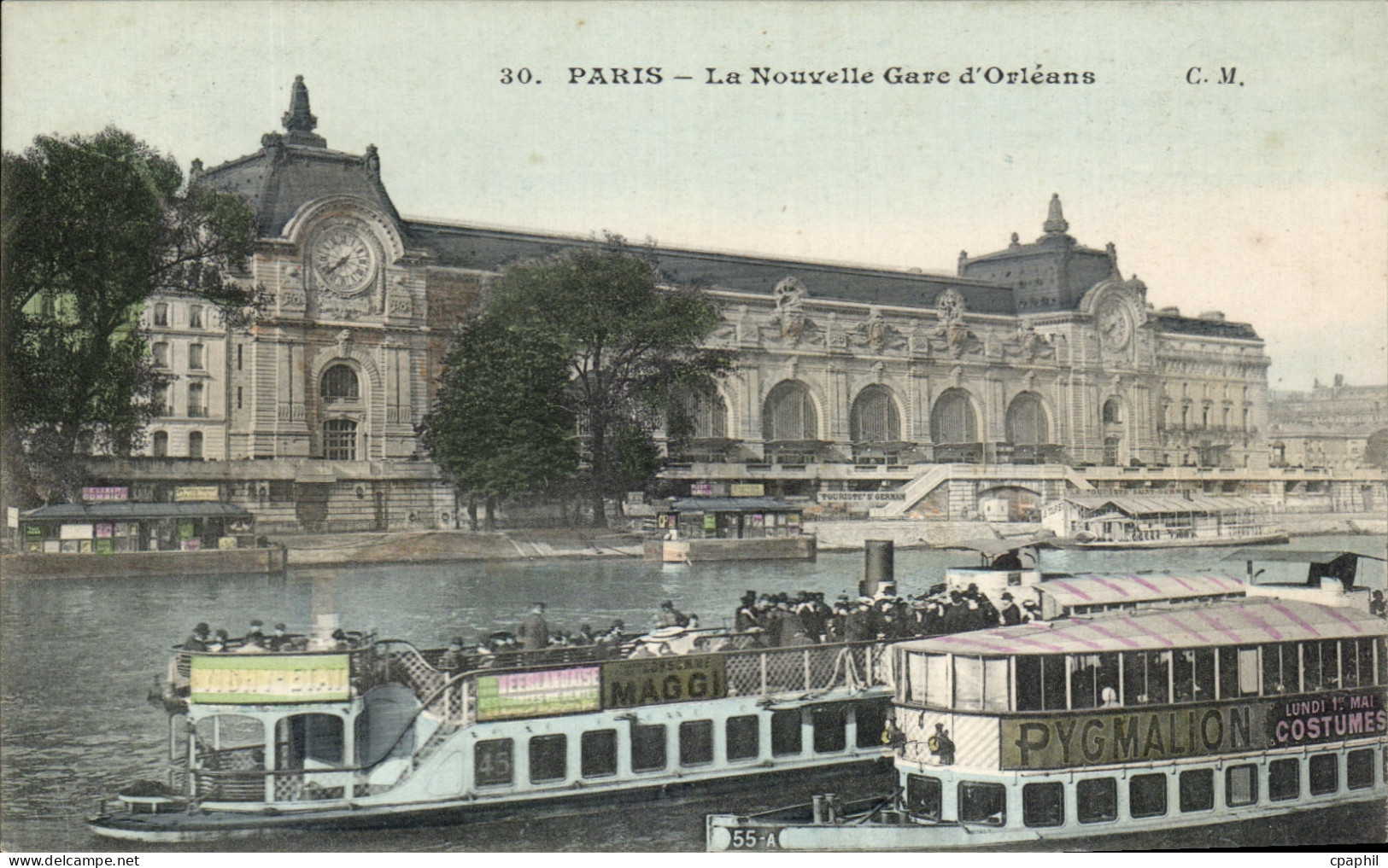 CPA Paris la Nouvelle Gare d'Orleans Peniche Maggi Pygmalion