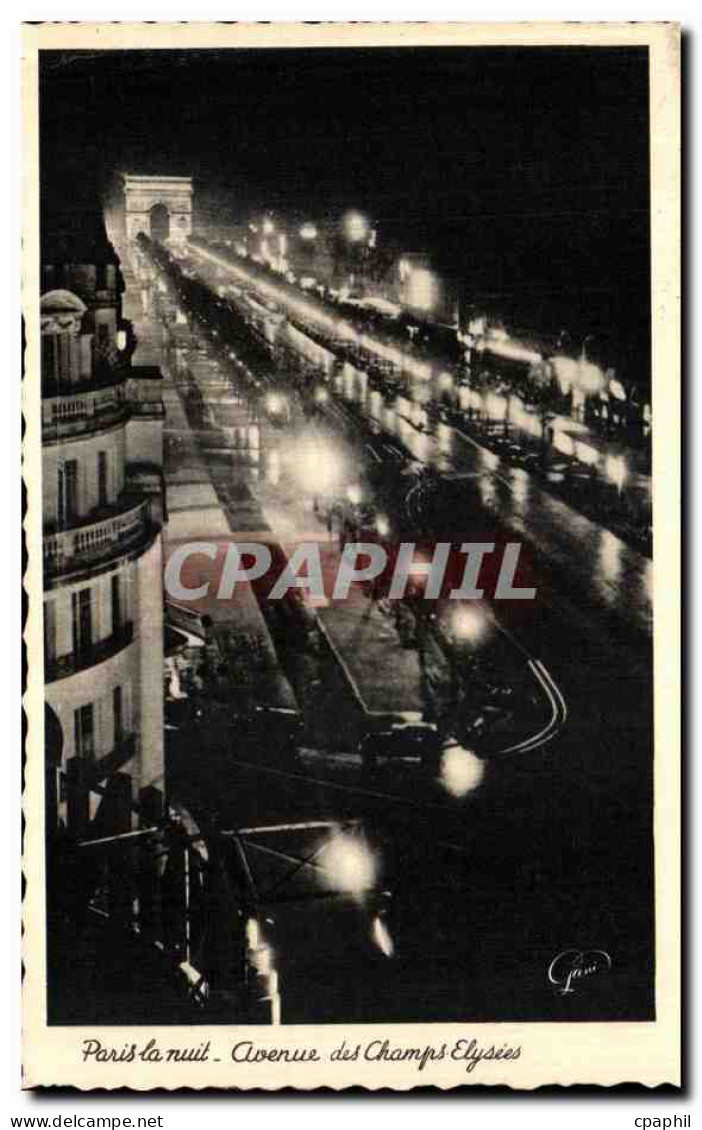 CPA Paris la nuit Avenue des champs Elysees