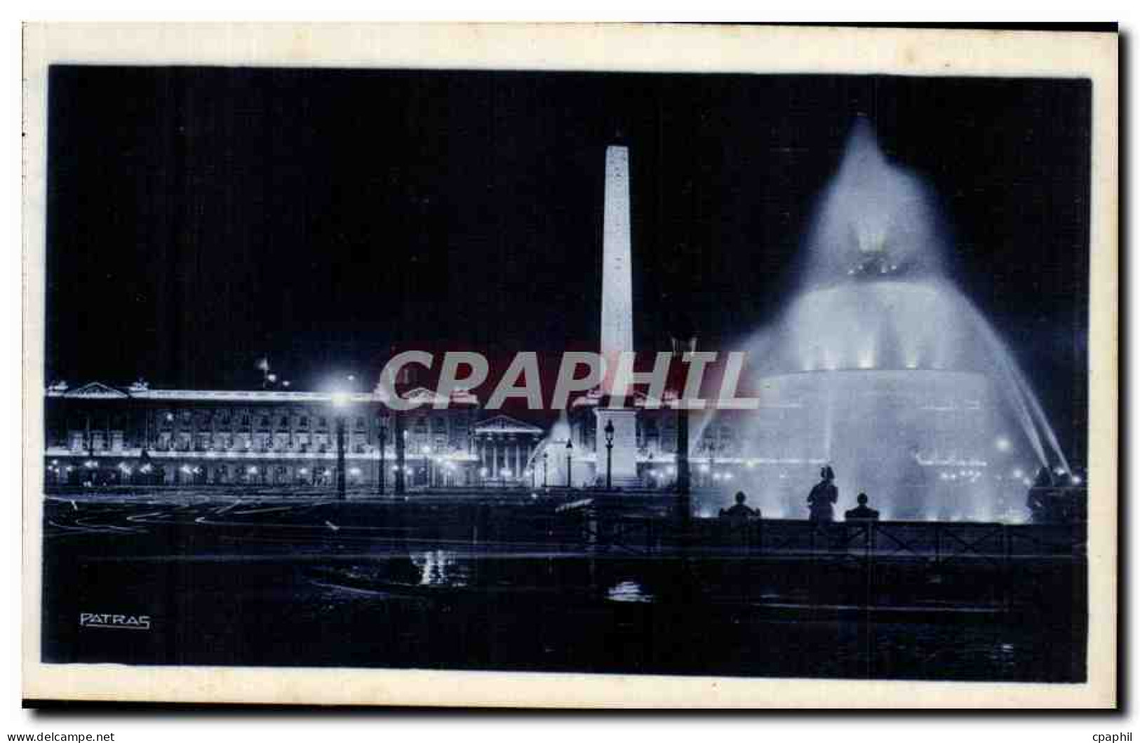 CPA Paris La Nuit Illuminations de la Place de la Concorde