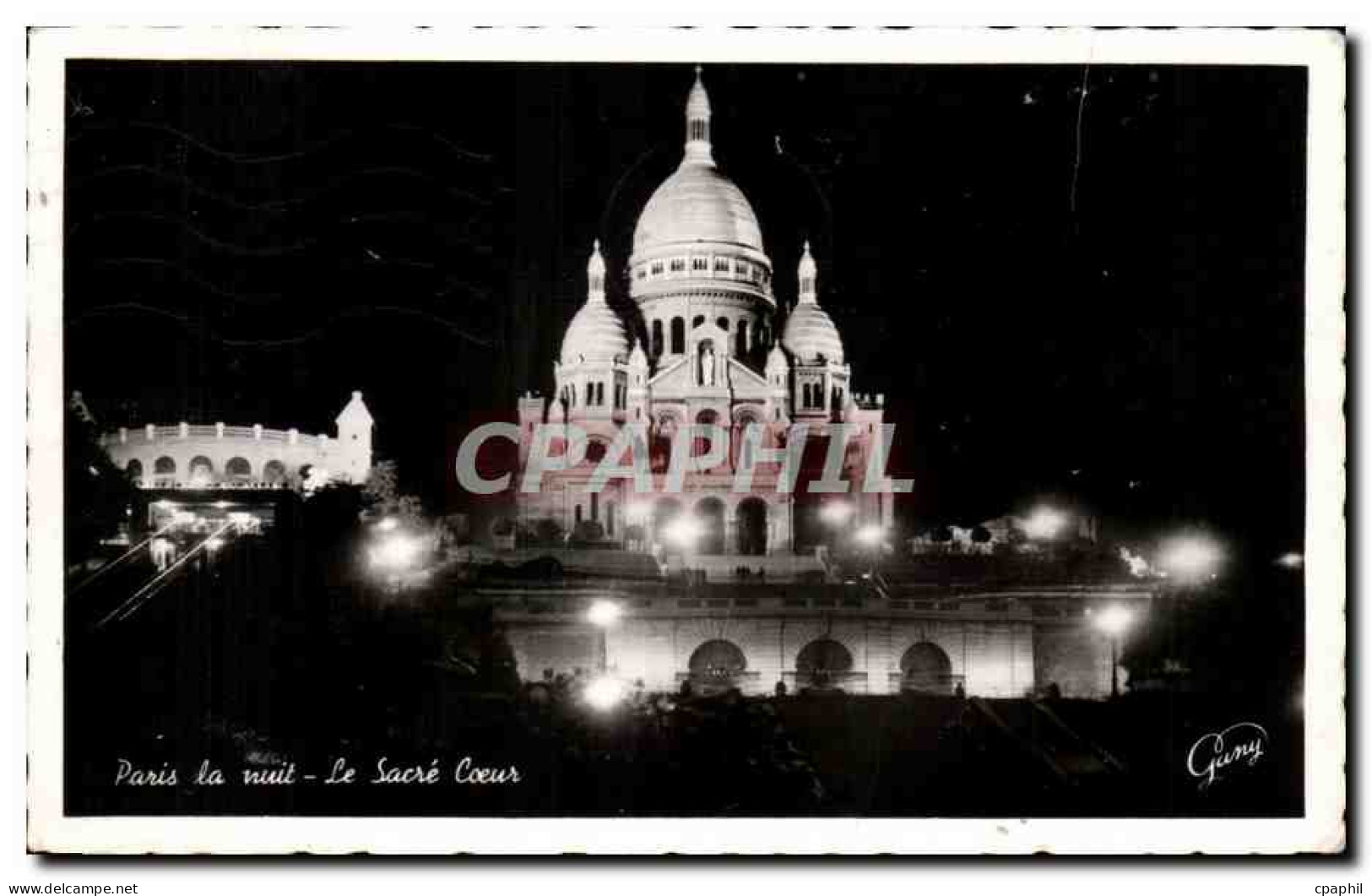 CPA Paris la nuit Sacre Coeur Montmartre
