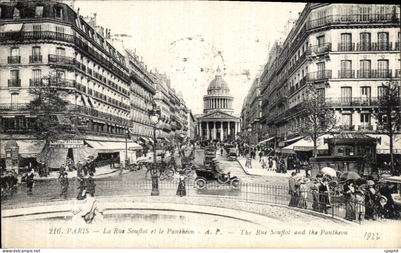 CPA Paris la Rue Souflot et le Pantheon