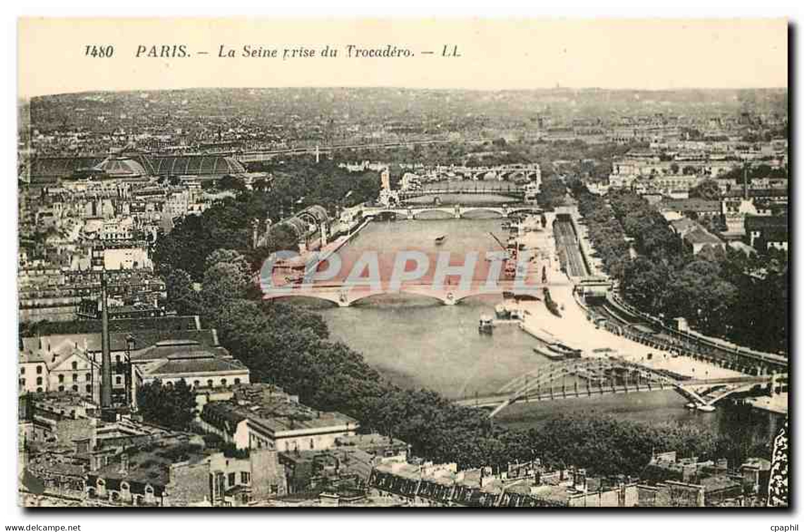 CPA Paris La Seine prise du Trocadero