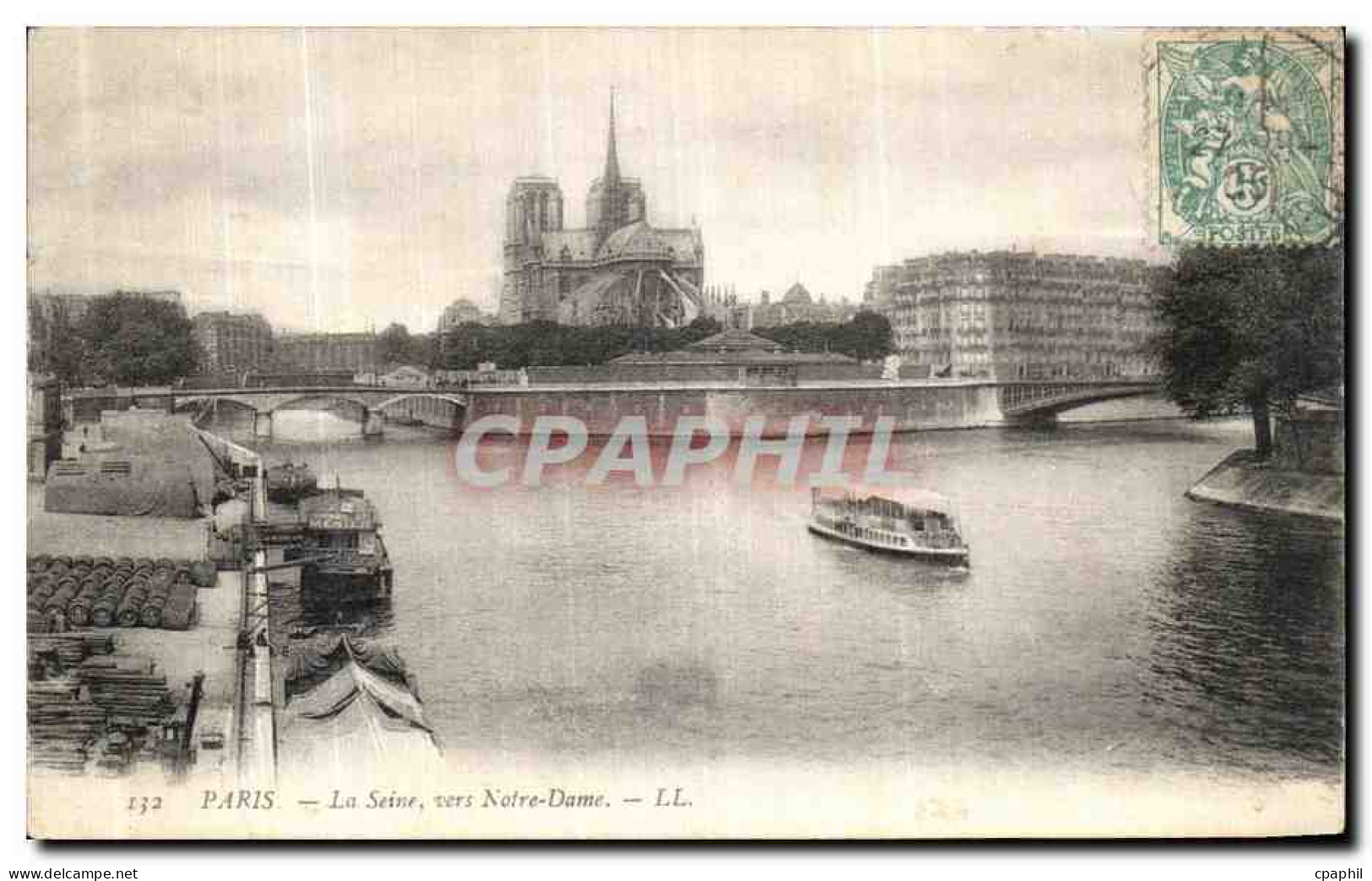 CPA Paris la Seine vers Notre Dame