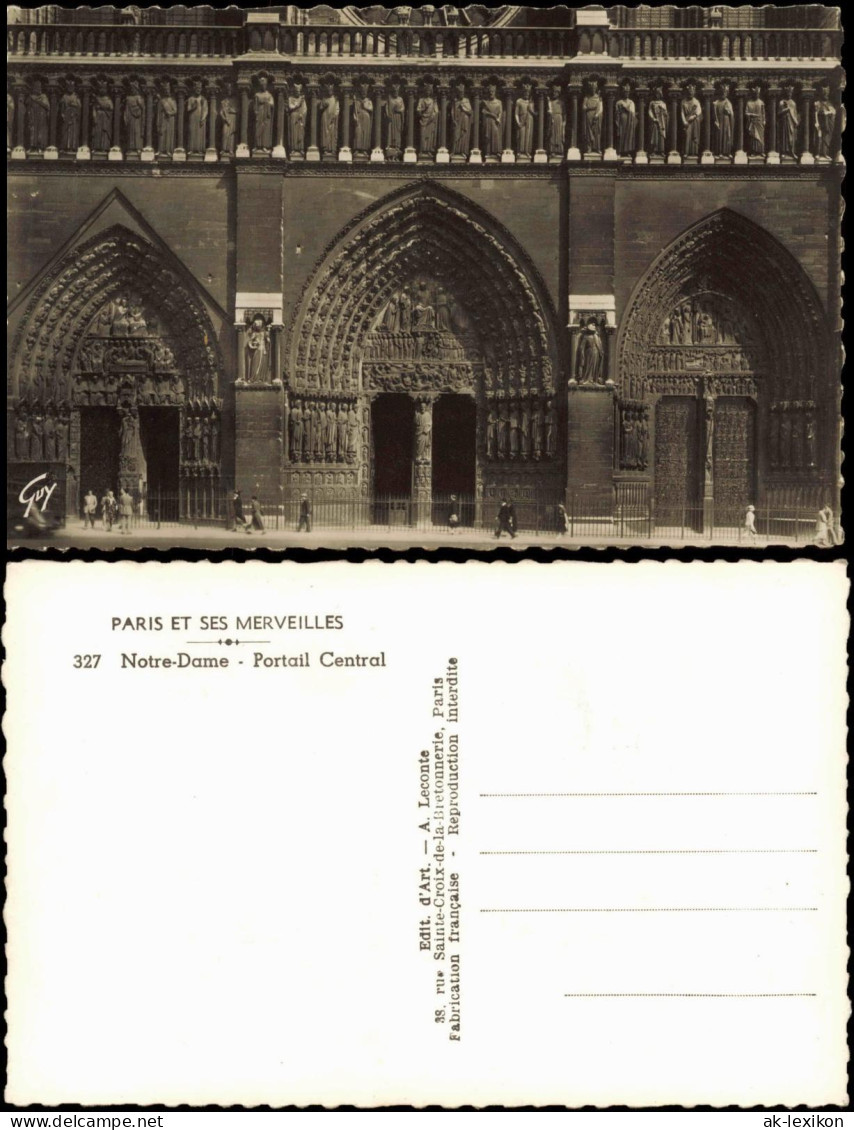 CPA Paris Notre-Dame Portail Central 1950