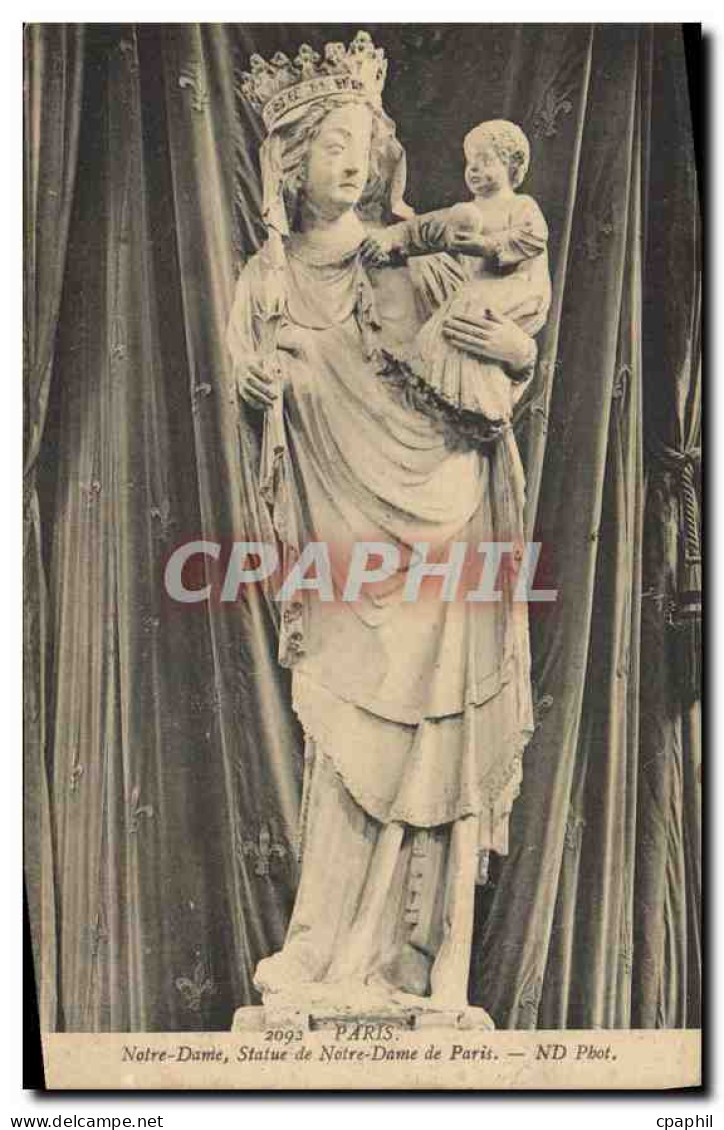 CPA Paris Notre Dame Statue de Notre Dame de Paris
