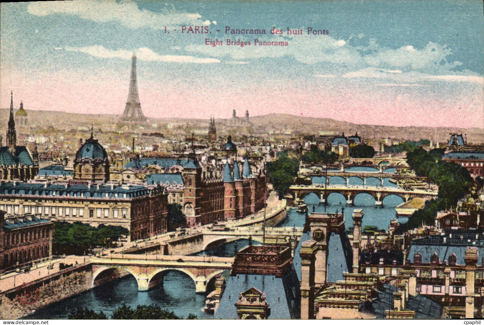 CPA Paris Panorama des huit Ponts