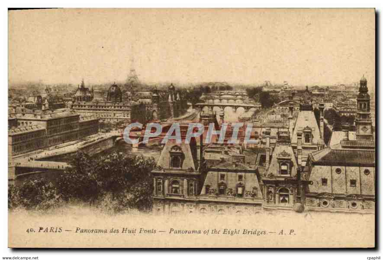 CPA Paris panorama des Huit Ponts
