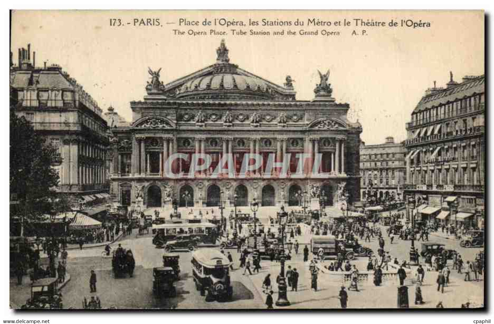 CPA Paris Place De l'Opera Les Stations Du Metro Et Le Theatre De l'Opera
