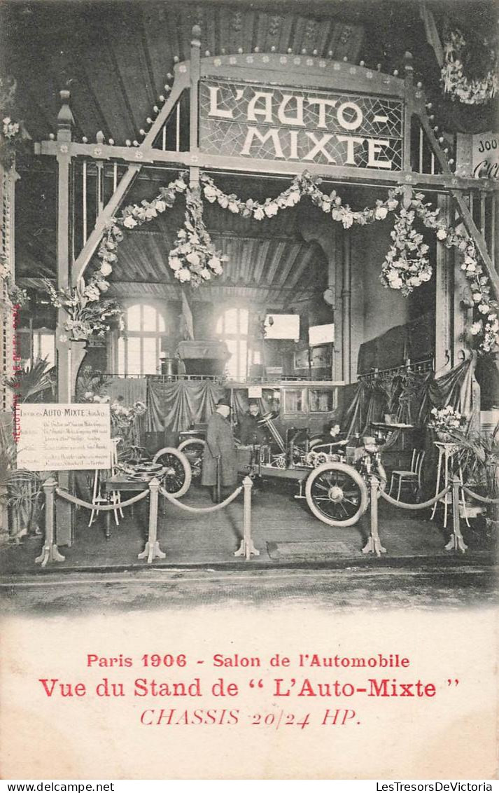 CPA PARIS - salon de lautomobile - paris 1906 - vue du stand de lauto mixte - chassis 20/24 HP - Rare