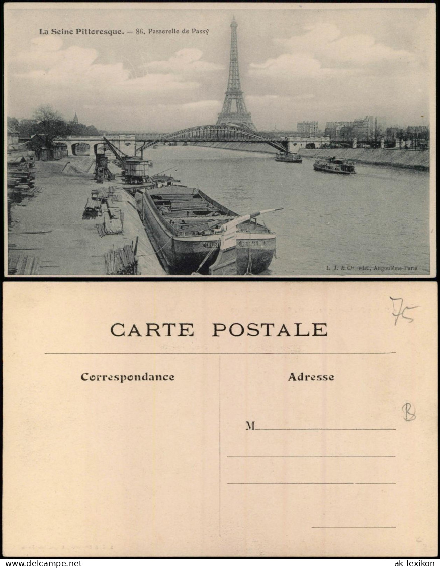 CPA Paris Serine Passerelle de Passy Eiffelturm Tour Eiffel 1915