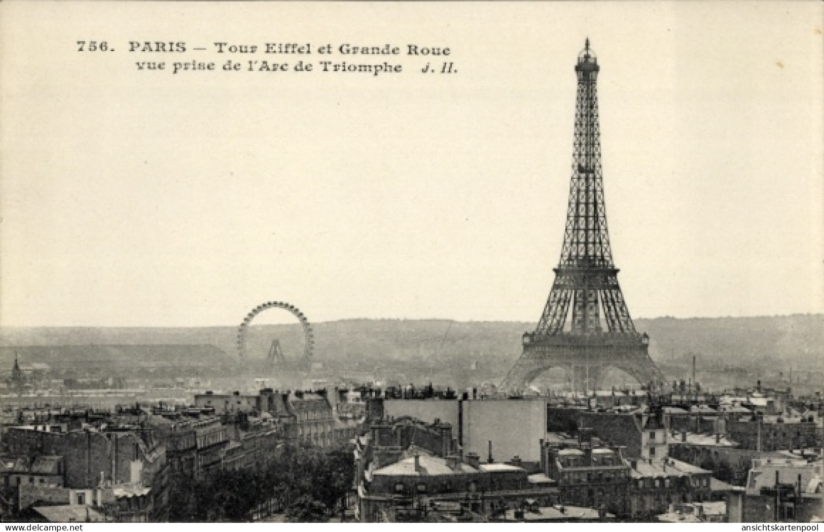 CPA Paris VII, Der Eiffelturm, Eiffelturm, Riesenrad
