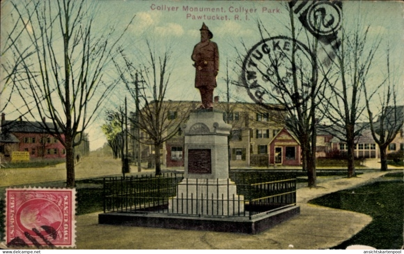 CPA Pawtucket Rhode Island USA, Collyer Monument, Collyer Park