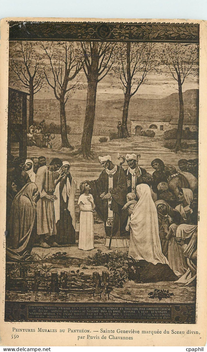 CPA Peintures Murales du Pantheon Sainte Genevieve marquee du Sceau Divin par Puvis de Chavannes
