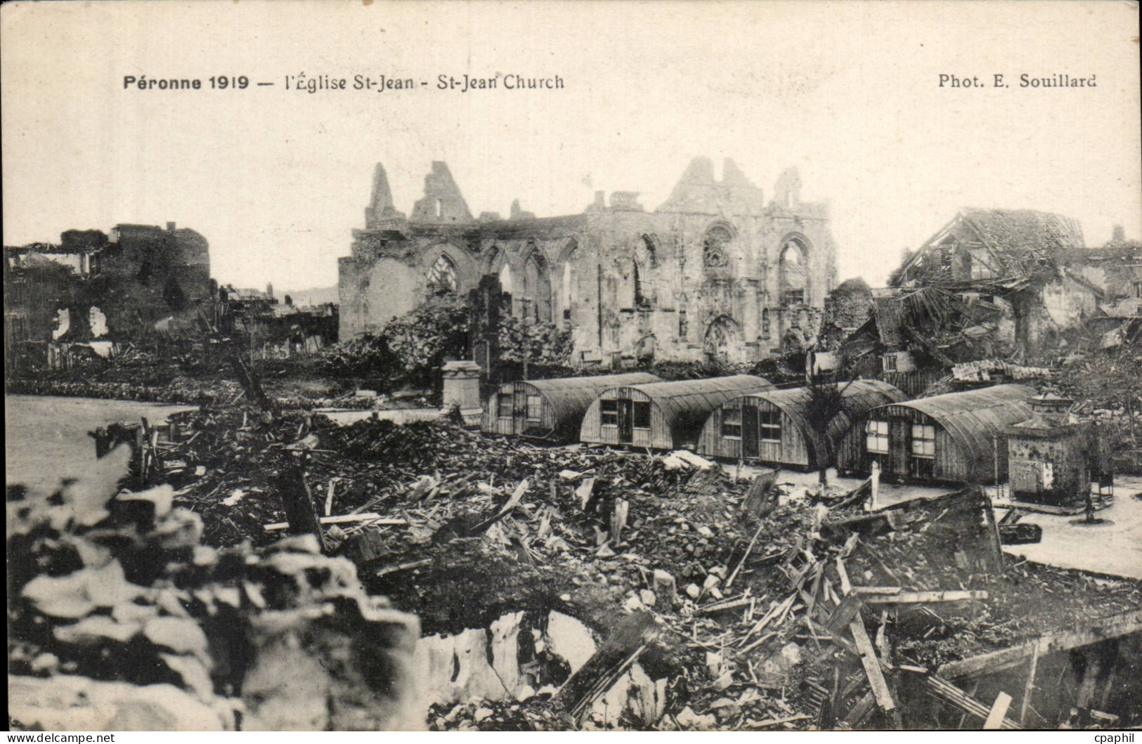 CPA Peronne 1919 L'eglise St Jean