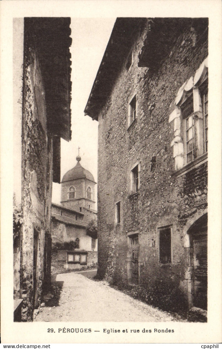 CPA Perouges Eglise et rue des Rondes
