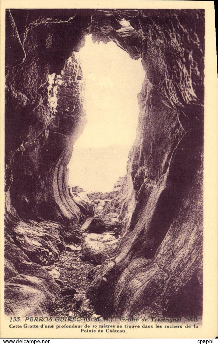 CPA Perros Guirec Grotte De Trestrignel